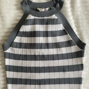 April Cornell Gray and White Knit Top